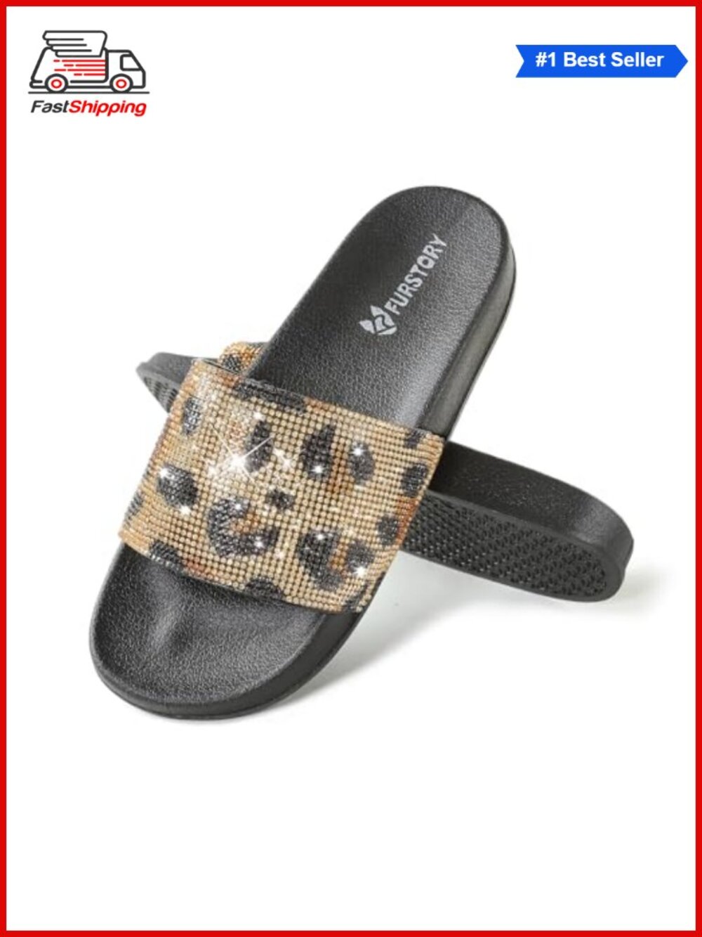 Rhinestone Glitter Platform Slides Cozy Non-Slip House Slippers